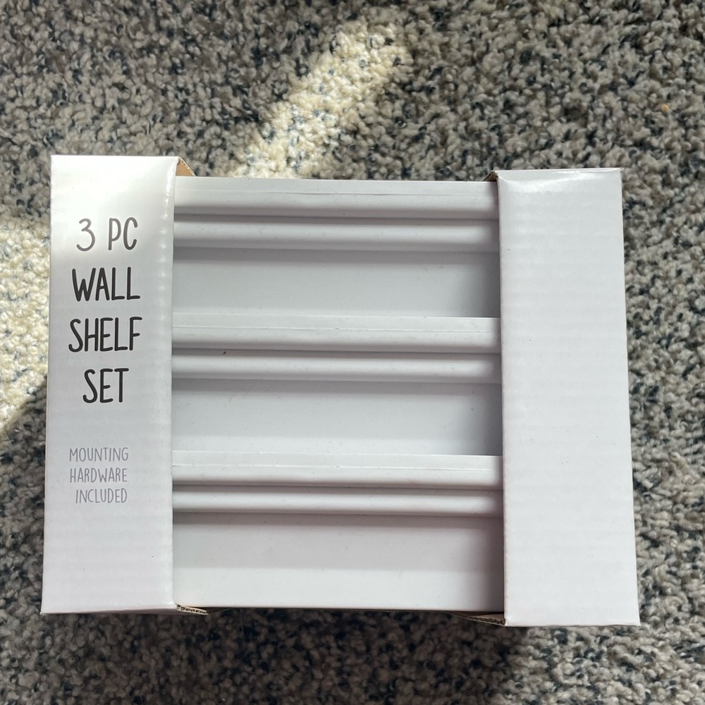 3 piece wall shelf set, headwear included